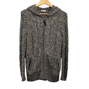 L.L.‎ Bean Signature Blue and White Combed Cotton Hooded Full Zip Sweater S